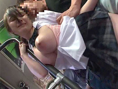 44693741 - 後ろから巨乳をねちっこく責められマ●コはヌルヌル…痴漢に犯される敏感JK